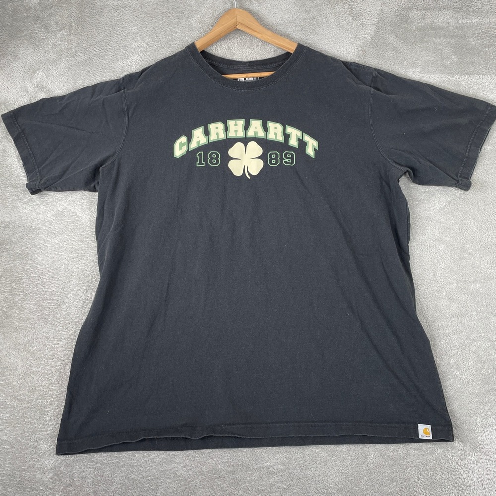 Carhartt Shirt Mens 2XL Black St Patricks Day Shamrock Relaxed Fit Workwear